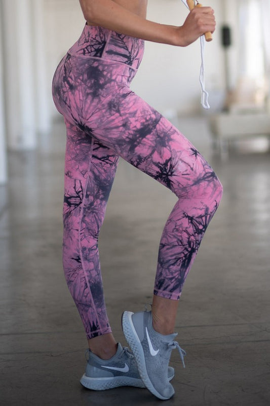 Pink Black Tye Dye Legging