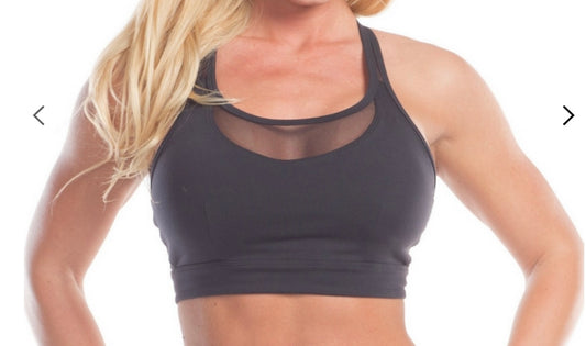 Kathyana Black Mesh Sports Bra- Black