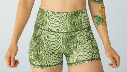 Kathyana Green Snake Print Pocket Shorts