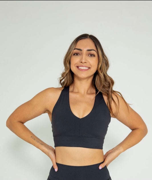 Kathyana Cross Back  Black Sports Bra