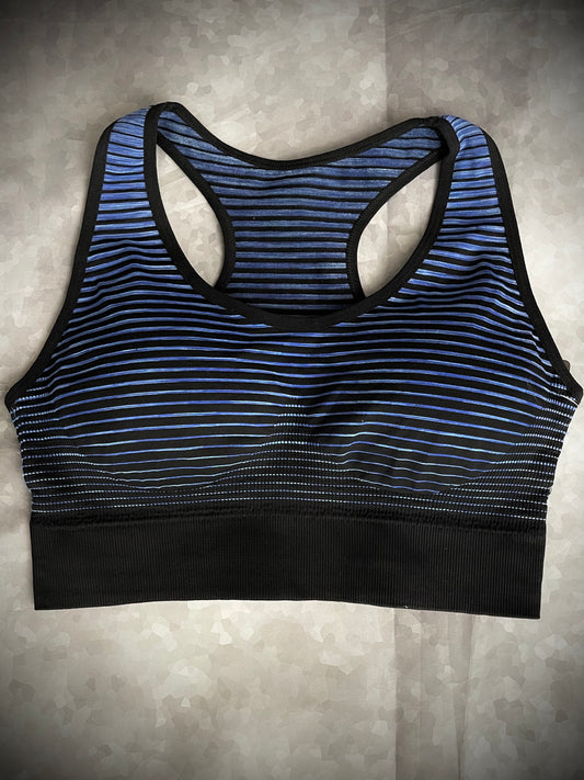 Ribbed Obmre Blue Sport Bra