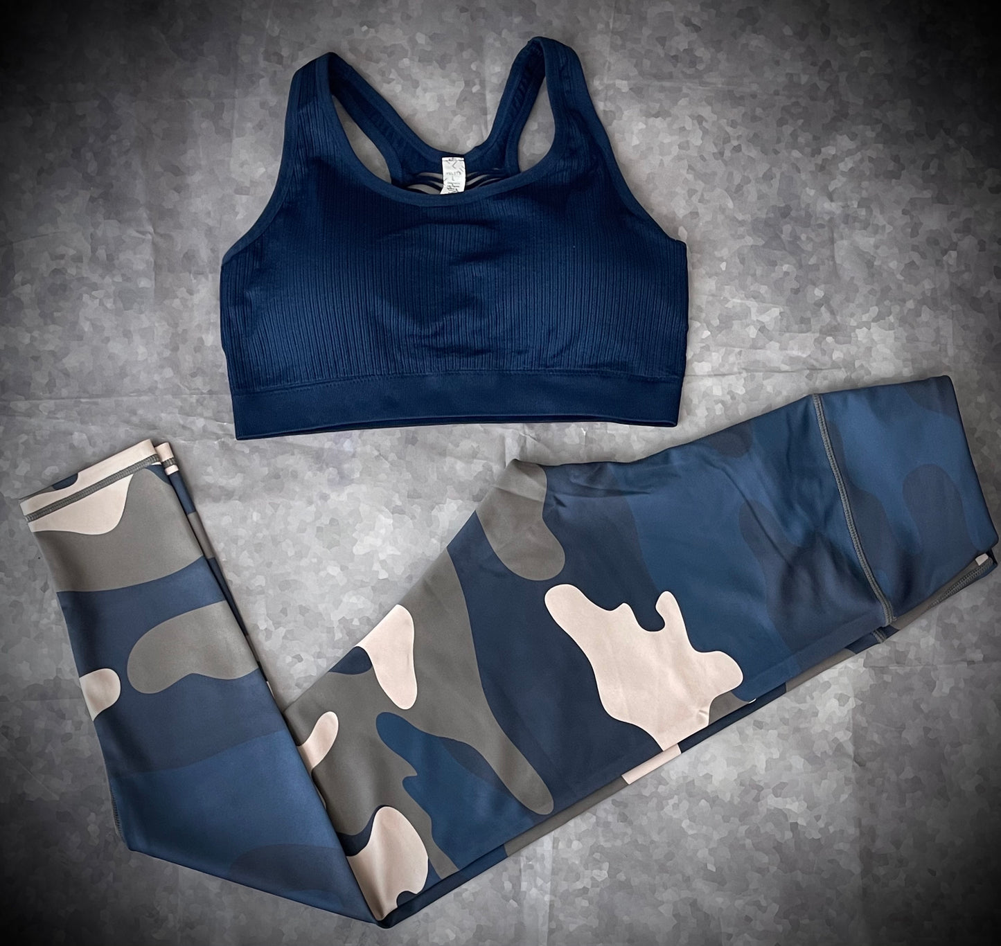 Navy Blue Camo 2pc Set