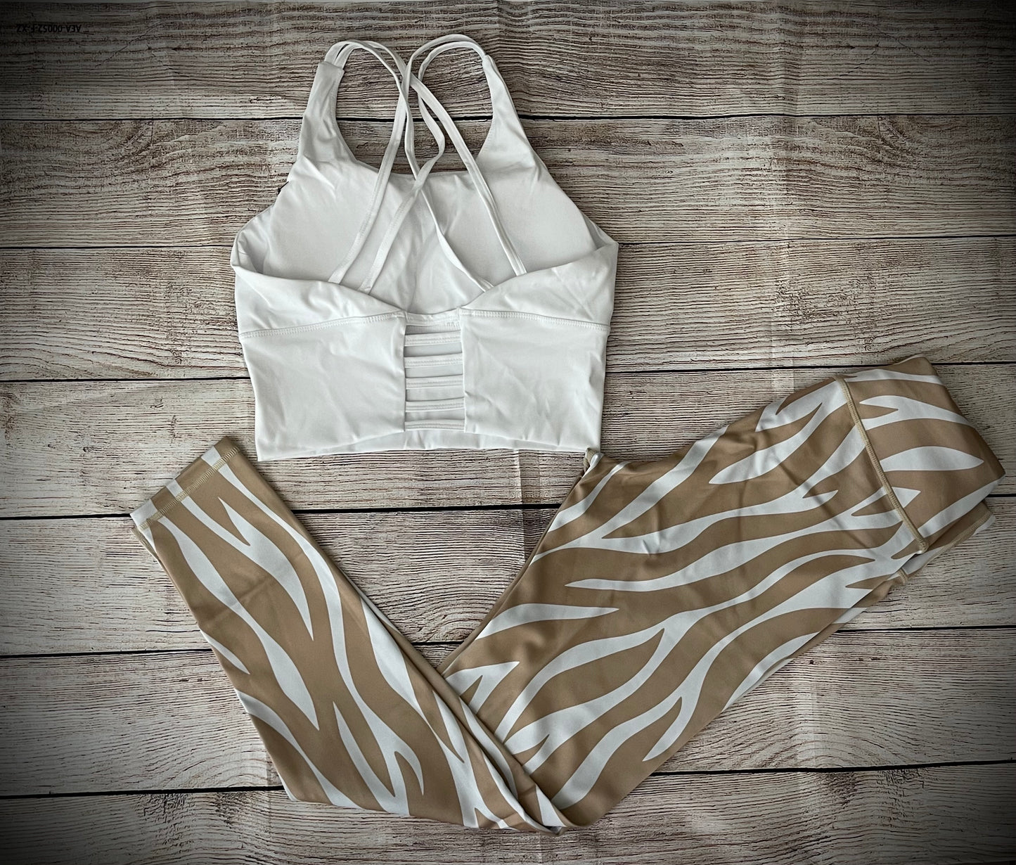 White Sport Bra and Tiger Print legging 2 Pc Set