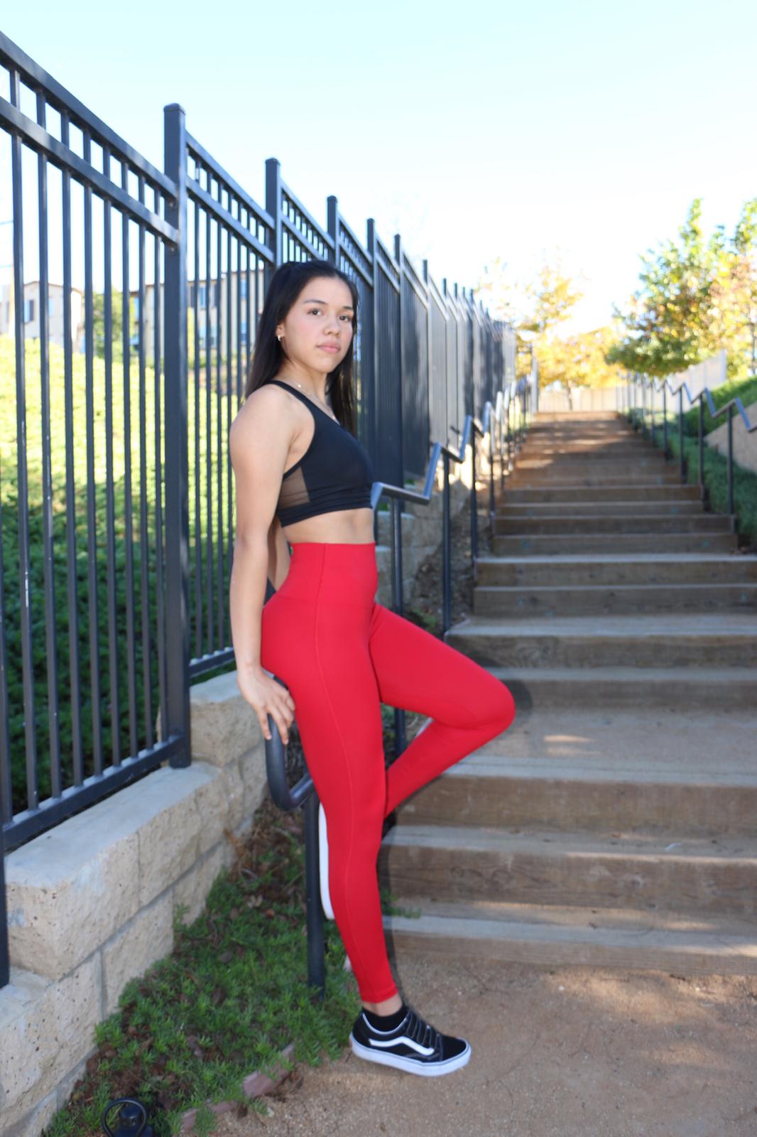 Kathyana Red Ultra High Basic Leggings